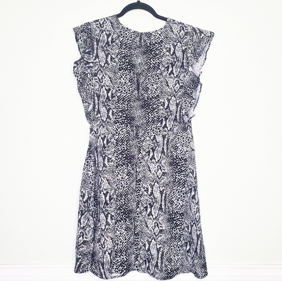 WHO WHAT WEAR | Snakeskin Ruffle Sleeve Dress - Picture 3 of 8